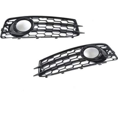 2 pièces Grille de phare antibrouillard avant Gauche Droite 8P0807682 Noir Brillant Remplacement pour A3 8P 2008‑2012 black