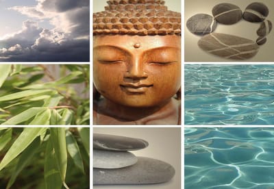 Fotobehang Zen Calming Scene | XL - 208cm x 146cm | 130g/m2 Vlies