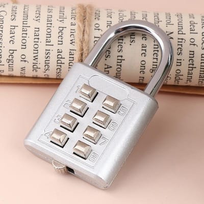 8 Cijfers Wachtwoord Code Combinatie Hangslot Zinklegering Koffer Voor Bagage Reizen Slim Slot Met Sleutel Anti-diefstal zilver
