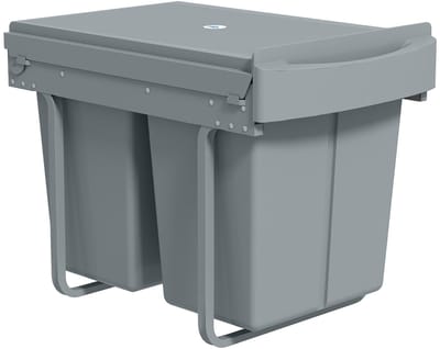 Uittrekbare Afvalemmer - 2x20L - Uitneembare Emmers - Kunststof En Metaal - Grijs