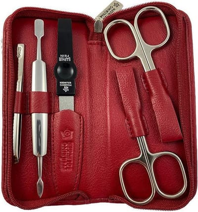 Pfeilring Manicureset 15 X 8 Cm Nappaleer/staal Rood 6-delig