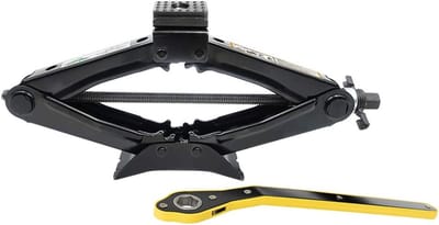 SnelShoppen - Scissor Jack 1 Ton met Ratchet Moersleutel - Hoogte Verstelbaar van 10 cm tot 35 cm - TÜV-GS Gecertificeerd - Ideaal voor Auto, Caravan,