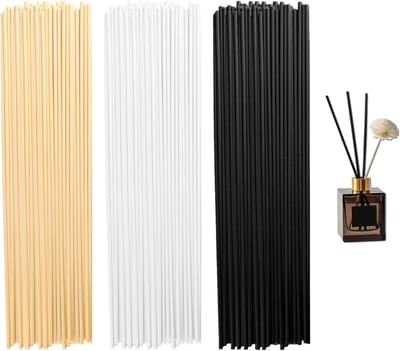 120 Stks Riet Diffuser Sticks 30cm, Diffuser Riet Sticks Zwart Wit Natuurlijke Kleur, Lange Natuurlijke Hout Rotan Essentiële Olie Geurverspreiders, Dikke Geursticks Diffuser Vullingen Vervangende