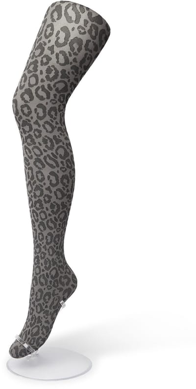 Bonnie Doon Dames Panterprint Panty 100 Denier Grijs maat S/M - Chique Panty - Leopard Dessin - Brede Boord - Comfort - Panter Print - Jaguar - Dieren Print - Jaguar Tights - Feestelijk - Grey - BP211904.235