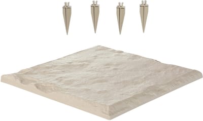 Tuinstapstenen, 4 stuks 39,4 x 39,4 cm, decoratieve padstenen met pinnen, duurzaam weerbestendig kunststof, gladde afwerking, ideaal voor buiten op het gazon, terras en in de tuin, beige