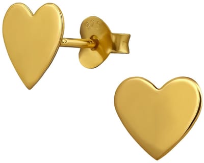 Joy|S - Zilveren hartje oorbellen - 8 mm - sterling zilver 925 - oorknoppen - goldplated