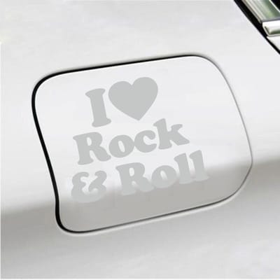 Bumpersticker - I Love Rock & Roll - 10,3 X 12,6 - Licht Grijs