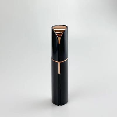 Oplaadbare Elektrische Wenkbrauwtrimmer & Gezichtsontharing, Pijnloze Precisietrimmer in Luxe Lipstiftvormig Design, Zwart-Roségoud