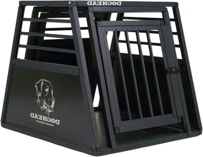 Hondentransportbox - Reismand auto - Veilig vervoer hond - Nooduitgang aluminium - 65 x 75 x 63 cm - Zwart