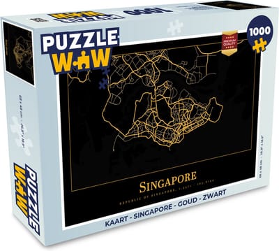 Puzzel Kaart - Singapore - Goud - Zwart - Legpuzzel - Puzzel 1000 stukjes volwassenen