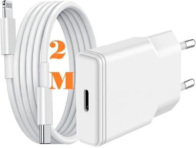 USB C Adapter / Oplader - 20W Met 2M kabel geschikt voor lightning naar usb C kabel Geschikt voor geschikt voor Smartphone en tablets