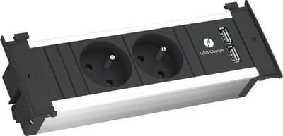 Bachmann Kapsa inbouw stopcontact met 2 USB laders - RVS-look (BE aarding)