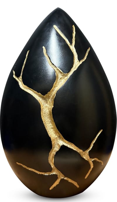 Unieke As Urn – 2.5 Liter – Handgemaakte Urn – Urn – Crematie Urn – Uniek – Voor Huisdieren of Menselijk As – Decoratieve As Urn – Gedenk Urn – Black & Gold Tree