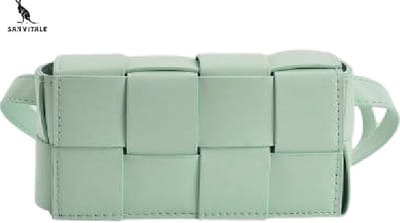 San Vitale® - Gevlochten Schoudertasje Vegan Leer - Festival - Heuptasje - Avondtasje - Handtas - Telefoontas - Vegan Leer - Mint Groen