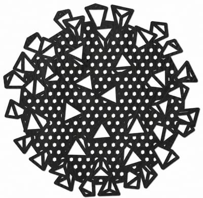 Houten wanddecoratie - Wooden wall decoration | Virus 45 x 45cm | Zwart - Black | Geometrische muurdecoratie - Geometric wall art - Origami Design Wandfiguur - Echt Hout - Real Wood - Corona - Covid