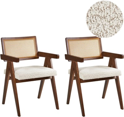 AVA - Eetkamerstoelen set van 2 - Bruin/Lichtbeige - Rubberhout