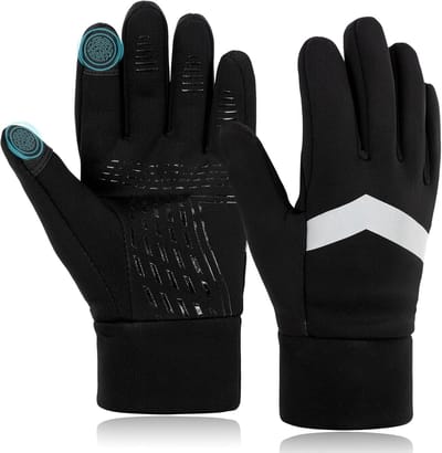 Kinderhandschoenen - Waterdicht - Winter Softshell Warme Fiets Handschoenen - Antislip en Winddicht - Warme Handschoenen - Kinder Fleece Fiets Handschoenen - Reflecterend - Waterdichte Fiets Handschoenen - Buitensport Handschoenen - Zwart - Maat S