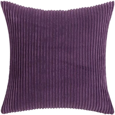 Set van 2 Corduroy Kussenhoezen, Decoratieve Kussens voor Bank en Slaapkamer, Zacht en Bohemian Design, Donkerpaars 60 x 60 cm