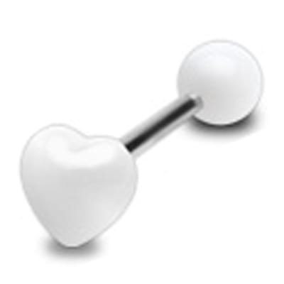Tongpiercing UV hart 1.6x16 - wit - LMPiercings