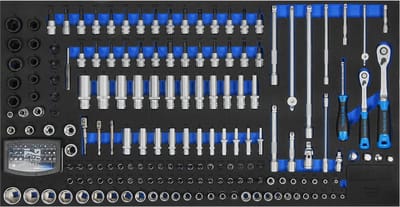 SW-Stahl Z3011-13 assortiment werkplaatswagens, dopsleutel 1/2", met ratel, 95-delig I Gereedschapswagen-inzetstukken I Professionele werkplaatsuitrusting I Gereedschapsinzetstukken voor voertuigen I Inzetstukken werkplaatswagen