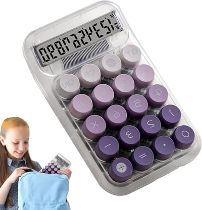 Kinder Rekenmachine - Transparante Calculator - Dagelijkse Berekeningen - Mechanische Knoppen - 122 x 96 cm - Paars