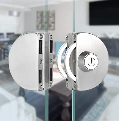 Dailygoods- Glaskastslot - Roestvrij Stalen Behuizing - Geschikt voor 10~12mm Dikte Glas - Dubbele Glazen Deur - Inclusief 3 Koperen Sleutels - Geen Boren Nodig - Glaskastvergrendeling
