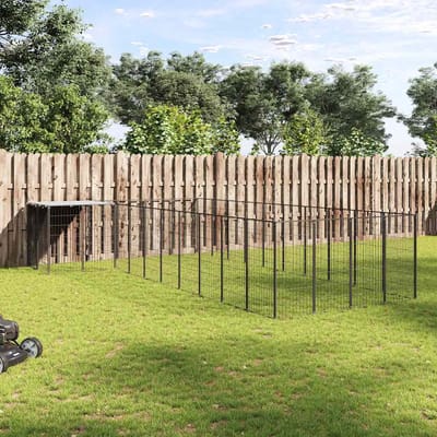 vidaXL - Hondenkennel - 13,31 - m² - staal - zwart