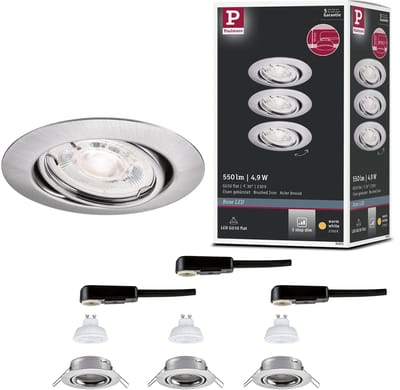 LED-inbouwlamp Base GU10 Flat draaibaar 3x4,9W 3x550lm 230V dimbaar 2700K Staal geborsteld