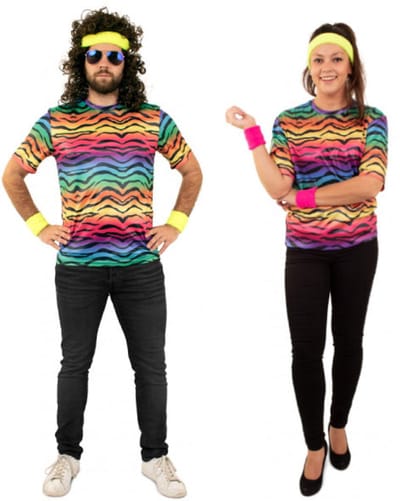 Jaren 80 & 90 Kostuum | Regenboog Trotse Strepen | Extra Small | Carnaval kostuum | Heren | Dames | Verkleedkleding