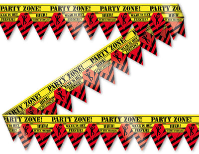 Q2P - Afzetlint - Hier Is Dat Feestje! - Verjaardag Versiering - Verkeersbord - Tape - 12 Meter - Feest Versiering