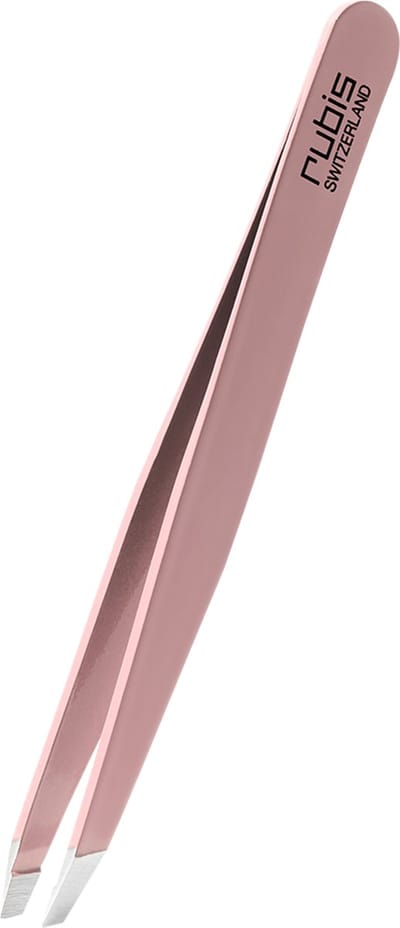 Rubis epileer pincet voor wenkbrauwen - schuin - professioneel pincet uit RVS met schuine punt - roze