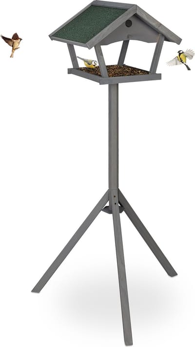 voedertafel op voet - hout - 139 x 70 x 60 cm - kleine vogels - tuinvogels