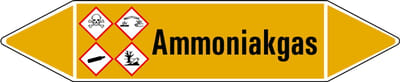 Ammoniakgas leidingmarkering op vel 126 x 26 mm - 5 per vel