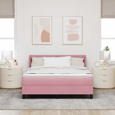 vidaXL - Boxspring - bed - met - hoofdeinde - Roze - 200 - x - 160 - cm - Fluweel