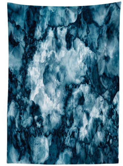 ABAKUHAUS Marmer Tafelkleed – 140x200 cm – Satijn, Blauw, Binnen/Buiten