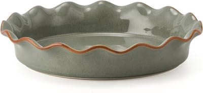 Keramische taartpan - Bakvorm - Taarten bakken - Gegolfde rand - 26.7 cm breed - Groen
