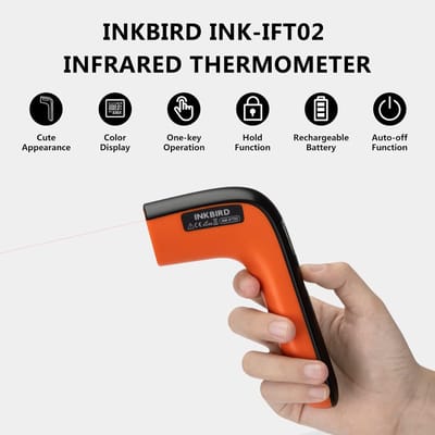 INKBIRD Digitale Infrarood Thermometer – Digitale Infrarood Thermometer – Laser Temperatuurpistool voor BBQ, Grill, Pizza-oven en Keuken – Contactloze Thermometer