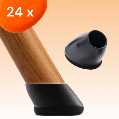 FLOOQ Premium Stoelpootdoppen Flexibel Ovaal Schuin 48 x 31mm - Anti-Kras Vilt - Stoelpoot beschermers - Vloerbescherming - 24 Stuks – Finn