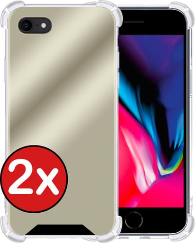 Hoesje - 2 Stuks - Geschikt voor Apple iPhone SE (2022) - Sterk & Shockproof - Back Cover - Siliconen Case - Telefoon Hoes Shock Proof - Telefoonhoes - Goud