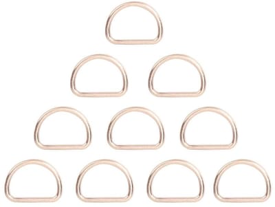 D-ring met verstelbare lus, 10 stuks metalen D-ringen voor handgemaakte accessoires, ideaal voor tassen, kleding en riemen (binnen diameter 15 mm, goud)