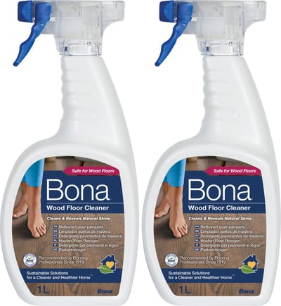 Bona Houten Vloer Reiniger Spray - 2 x 1 Liter Multipack - Parketreiniger - Streeploos - Sneldrogend