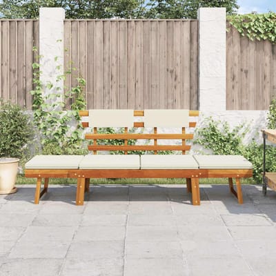 vidaXL - Tuinbank - met - kussens - 2-in-1 - 190 - cm - massief - acaciahout