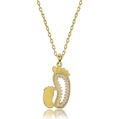Juwelier Zwartevalk - 14 karaat gouden ketting met voetjes hanger 15.064/42+3cm
