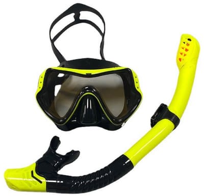 Snorkelset - Duikmasker - Snorkel - Inclusief 1 masker en 1 snorkel - Snorkel met siliconen mondstuk - Siliconen masker - Groot formaat - Unisex - Geel