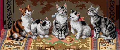Voorbedrukt Stramien CAT FAMILY - ORCHIDEA (30 x 70 cm) zonder garens