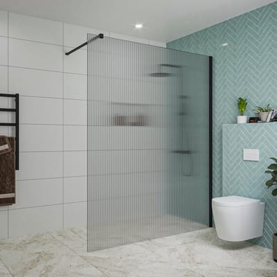 FugaFlow Eccelente Vetro inloopdouche badkamer - 160x200cm - ribbelglas - wandarm - mat zwart