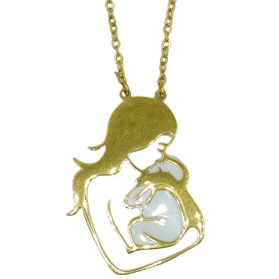 Goudkleurige Stalen Ketting met Moeder & Geëmailleerde Baby Hanger
