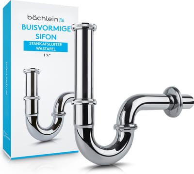 Bächlein universele sifonbuis [extra lang] voor wastafel & wastafel - afvoerset, sifon chroom incl. rubber manchet voor muuraansluiting - stankafsluiter, afvoerset