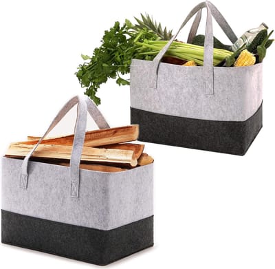 Grote opvouwbare vilten boodschappentas - 2 stuks
