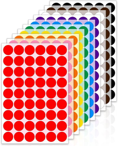 JGS Premium - Kleurrijke stipstickers | Zelfklevende stippen | 10 mm rond | Kantoor & klas | 10 kleuren | 2040 stuks